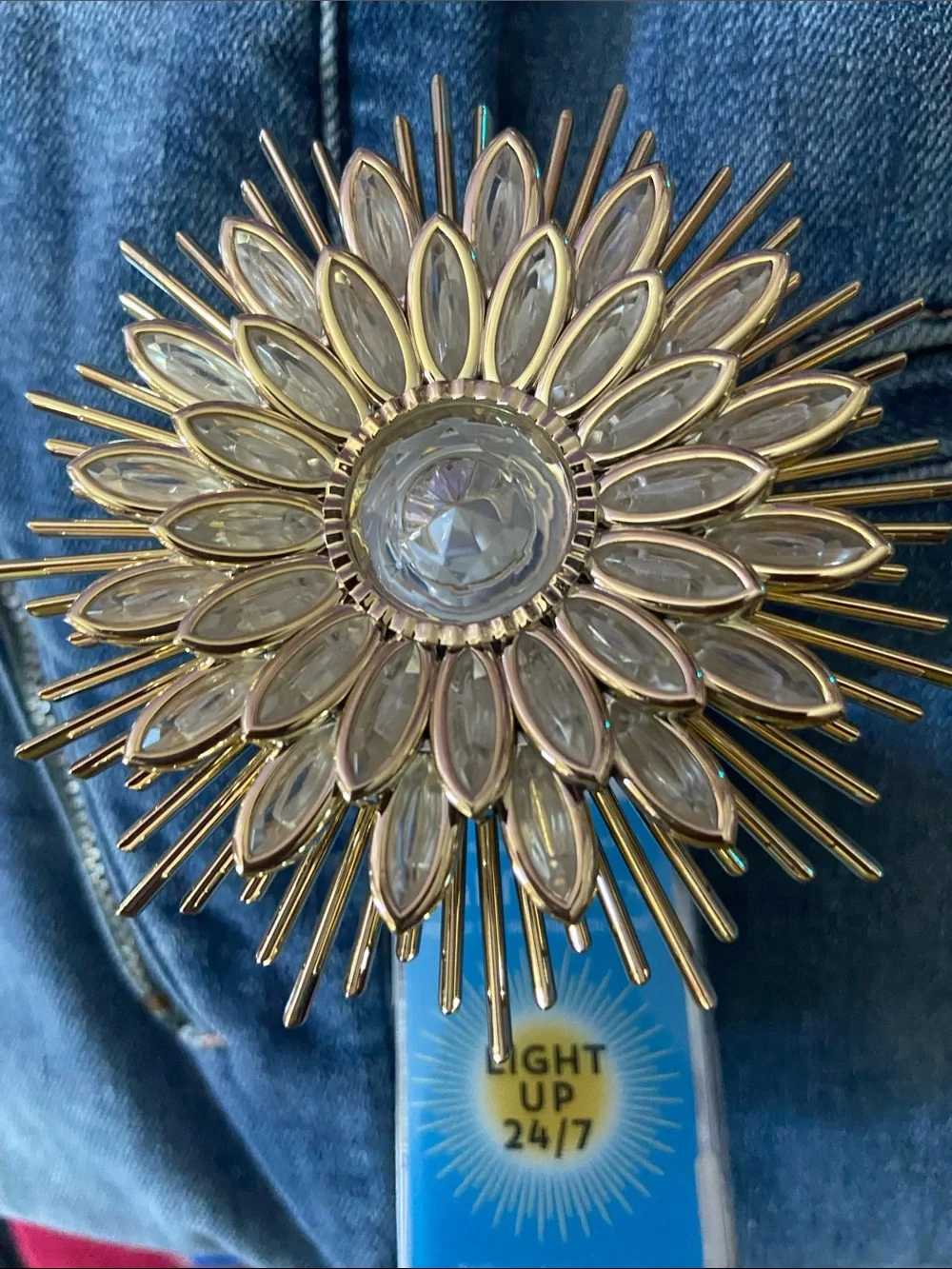 Gold Sunburst Crystal Accent Decor - Gold light up wallflower